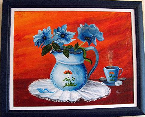 3 roses bleues - Marie France Mateu