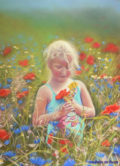 cueillette de fleurs - Evelyne Berart