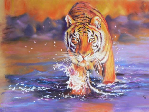 tigre de Sibérie - Evelyne Berart - Cliquer pour afficher en grand