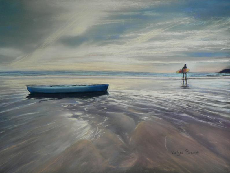 surf au crépuscule - Evelyne Berart - Cliquer pour afficher en grand
