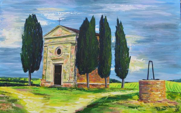Chapelle toscane et vieux puits - Christiane Sonney - Cliquer pour afficher en grand