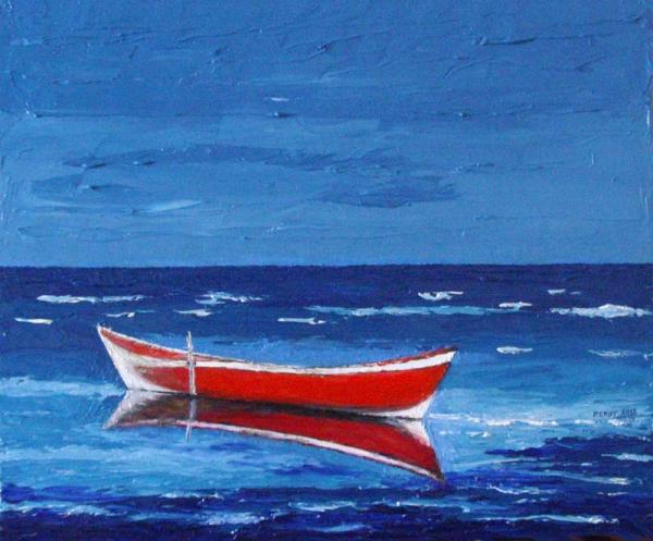 Bateau rouge - René Perny - Cliquer pour afficher en grand
