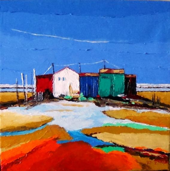 Cabanons sur la plage - René Perny