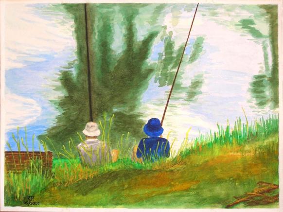 Deux pêcheurs - René Perny - Cliquer pour afficher en grand