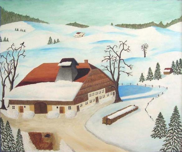 Ferme comtoise en hiver (25) - René Perny - Click to enlarge