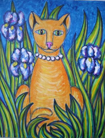 Le chat chic aux iris I - Stephane Cuny