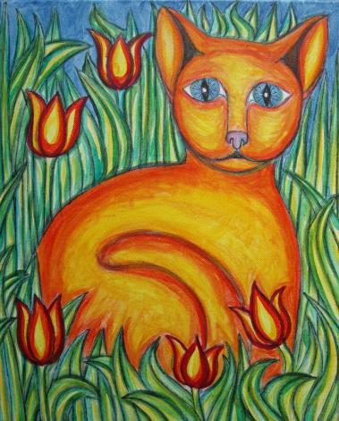 Le chat et les tulipes - Stephane Cuny
