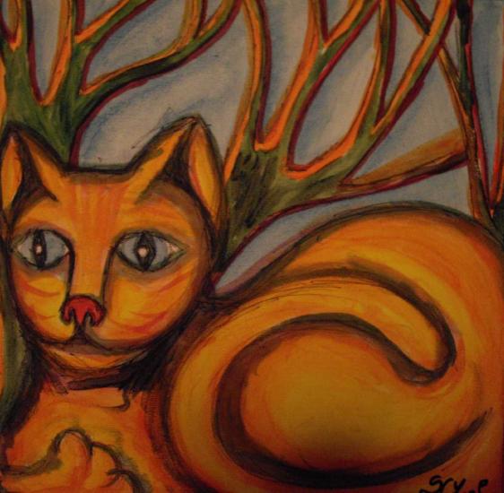 Triptyque Chat jaune 2 - Stephane Cuny