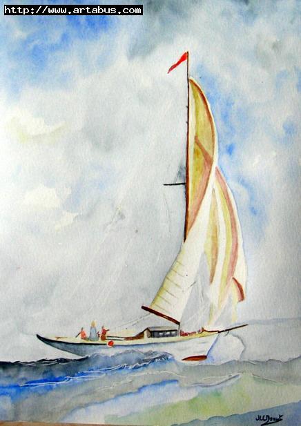 Voilier en mer - Marie Claire Doucet