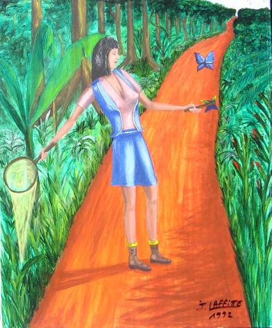 Guyane   à la chasse au morpho. - Jacky Laffitte