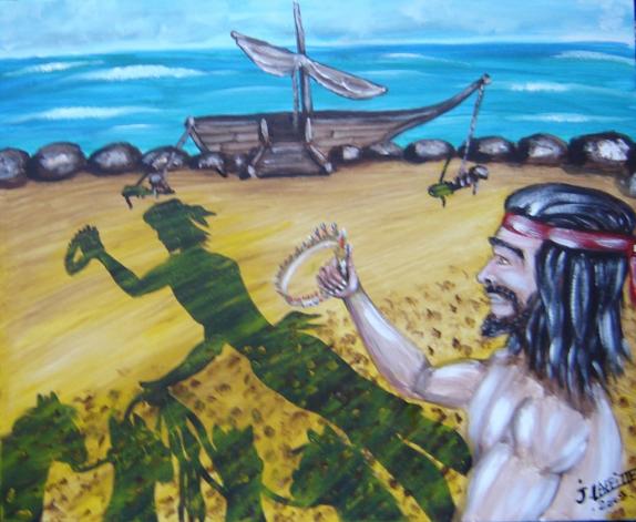 Hercule et les juments de Diomède Acrylic on canvas Jacky Laffitte