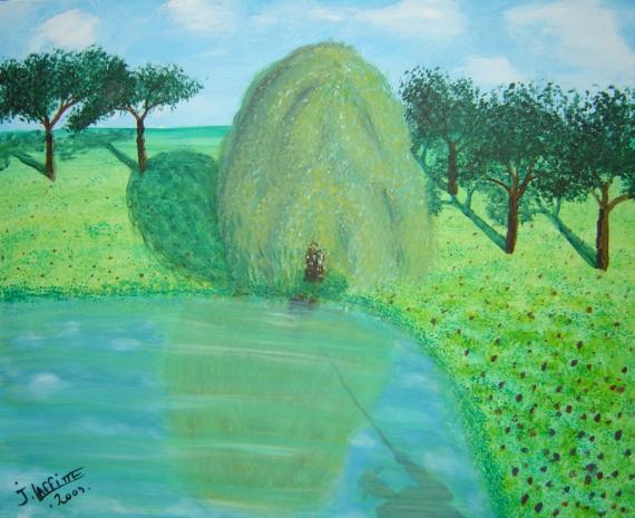 Saule pêcheur et ancolies - Jacky Laffitte