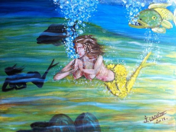 Sirène à collant jaune - Jacky Laffitte