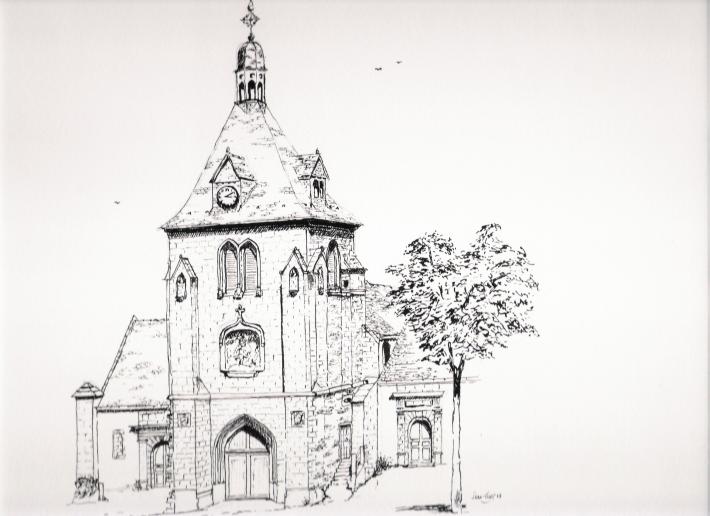 le porche de l'église - Jean-Clair Cougnaud - Cliquer pour afficher en grand