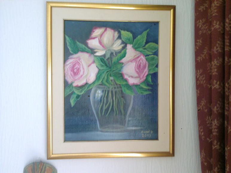 Vase aux roses blanches - Gunech Zardoumi - Cliquer pour afficher en grand