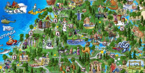 Illustrated map of Finland (fragment) - Sergey Mikhaylov