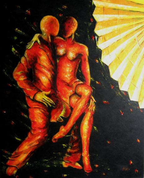Tango dancers with yellow fan - Neima