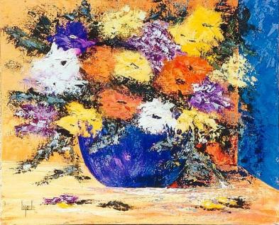 108  Bouquet orange et violet   61x50 - Geneviève Lagarde
