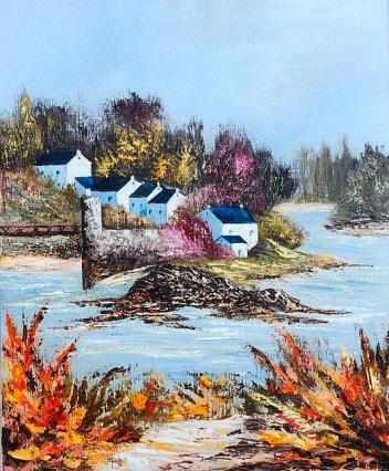 124  Le vieux pont de Treguier  61x50 - Geneviève Lagarde