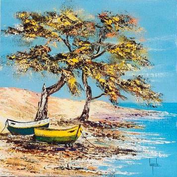 167  Barques sur la plage - Geneviève Lagarde