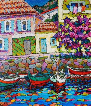 Montenegro open-airs. Quaywall of Stoliv. Sketch. - Valery Veselovsky