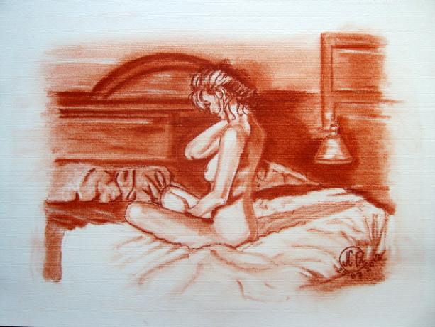 Femme sur le lit - Jean-Claude Ciutad-Savary - Cliquer pour afficher en grand