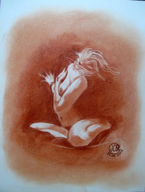 Femme à genoux sur le canapé - Jean-Claude Ciutad-Savary