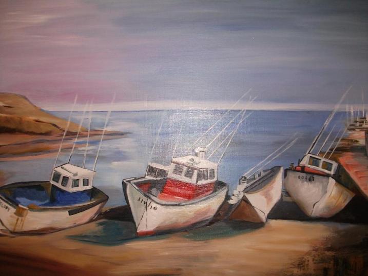 les barques au repos - Marcelle Lugez - Click to enlarge