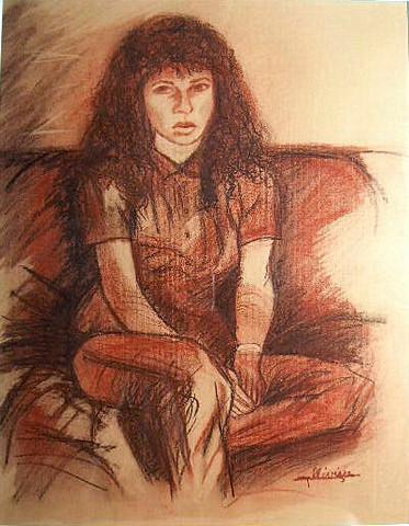Jeune fille assise - Michèle Ollivier