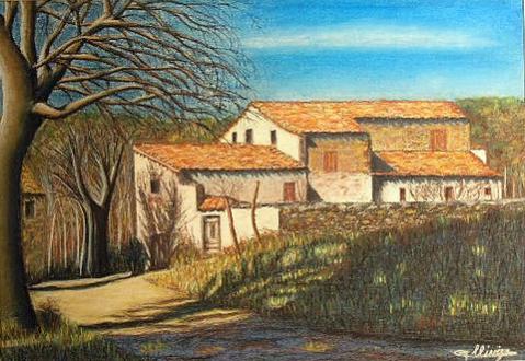 Maison de campagne en hiver - Michèle Ollivier
