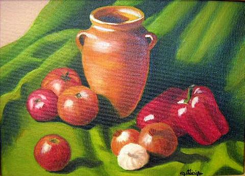 Poivrons, tomates, oignons, ail... - Michèle Ollivier