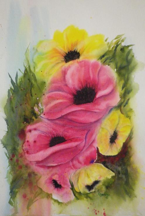 Anémones en bouquet - Claudine Jean