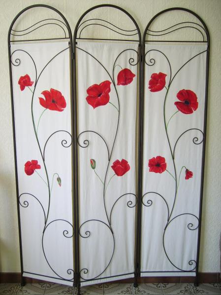 Paravent coquelicots - Claudine Jean