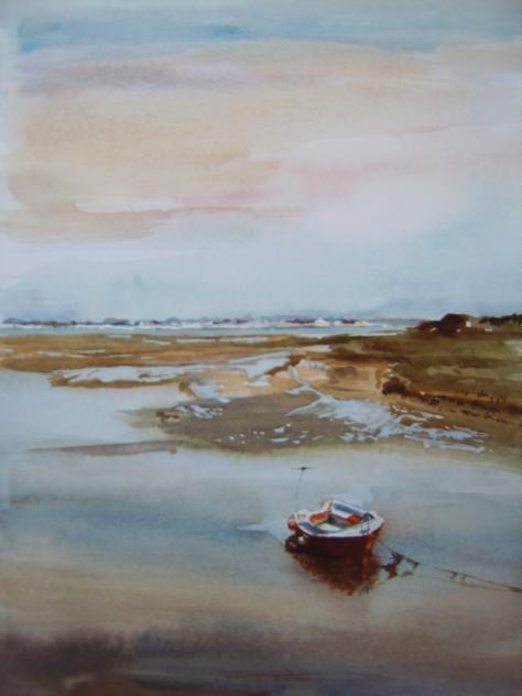 Barque rouge au repos - Alain Roche