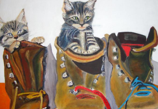 chats cache cache - Brigitte Stienne - Cliquer pour afficher en grand