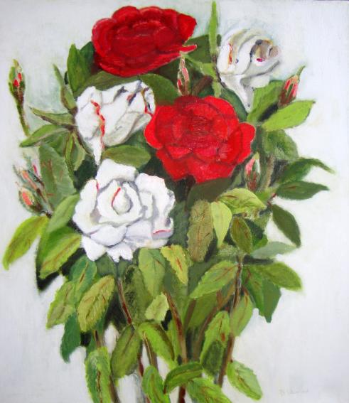 roses blanches et rouges - Brigitte Stienne