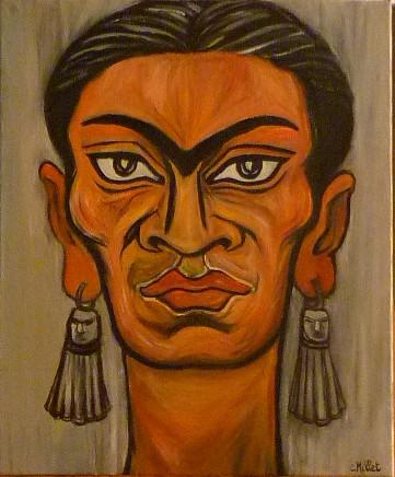Portrait de Frida aux boucles d'oreilles indigènes - Cindy Millet