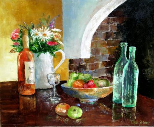 nature morte avec bouteilles - Lena Bregeon