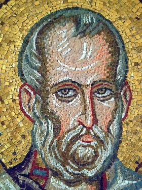 ST. NICHOLAS MICROMOSAIC ICON. DETAIL - Magdalene Theocharis