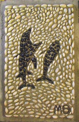 DOLPHINS PEBBLE MOSAIC - Magdalene Theocharis