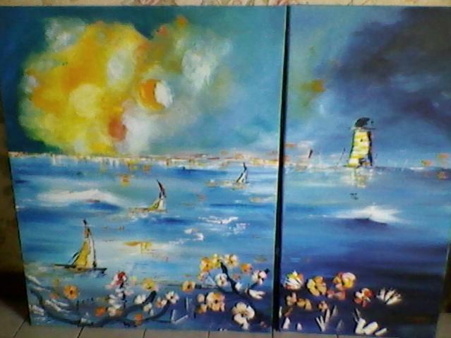 bleu marine diptyque - Patricia Goud - Cliquer pour afficher en grand