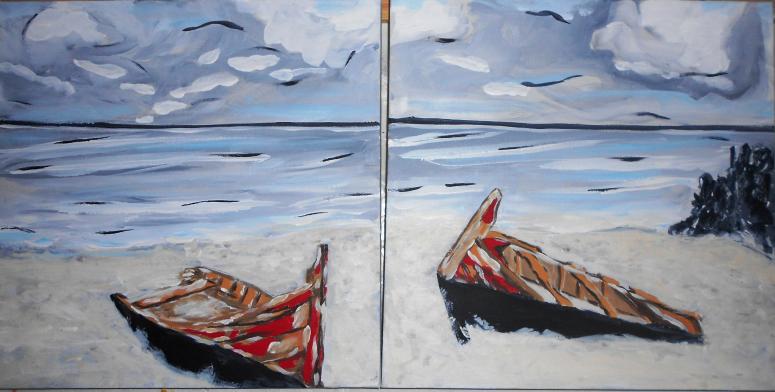 Les barques échouées - Claude Degret - Cliquer pour afficher en grand