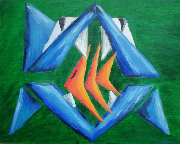 Requin bleu et poisson orange - Wabyanko - Click to enlarge