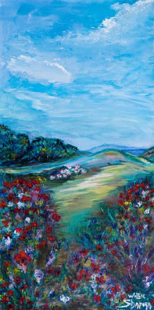 coquelicots et paysage - Willie Shapira