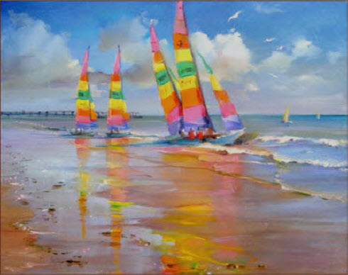 Sailing vessels before start. - Vera Gindinblat