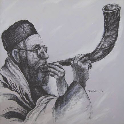 The rabbi and big shofar. - Vera Gindinblat