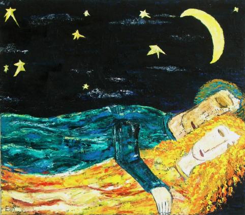 Night oil painting bogomolnik - Elin Bogomolnik
