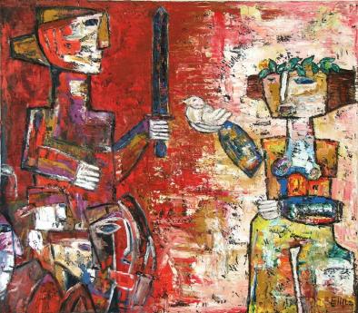 Bird of peace oil painting bogomolnik - Elin Bogomolnik