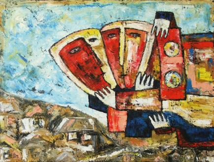 Kiss oil painting bogomolnik - Elin Bogomolnik