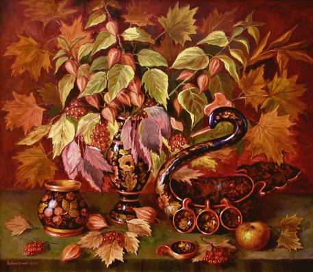 Still-life with hohloma - Arkady Zrazhevsky